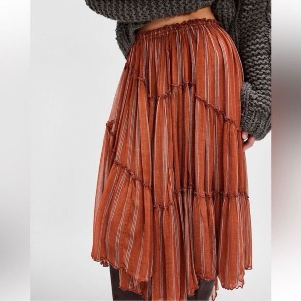 New Free People FP One Ember Printed Midi Skirt Size Xs - Picture 2 of 7